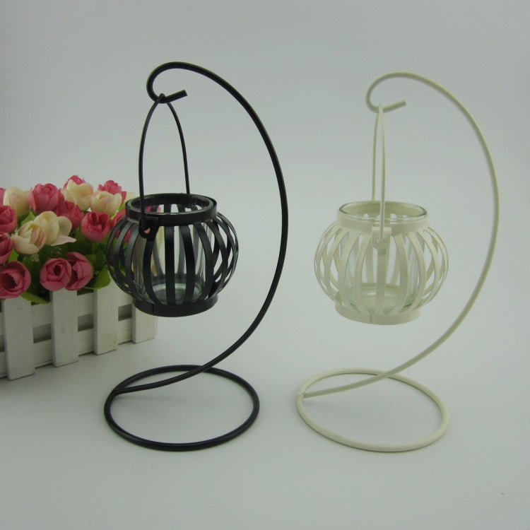 Chinese Cast Iron Garden Lantern Glass Metal Candle Lantern Stand Holder