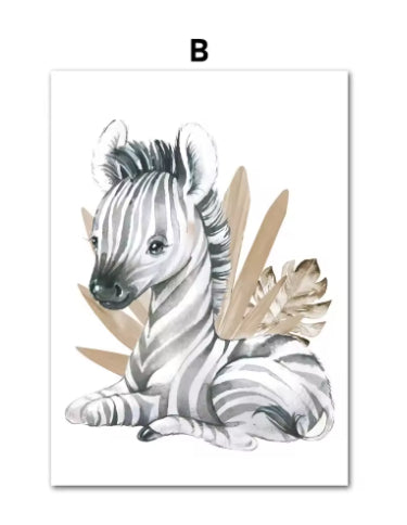 Jungle Animal Children's Room Wall Art Canvas Painting