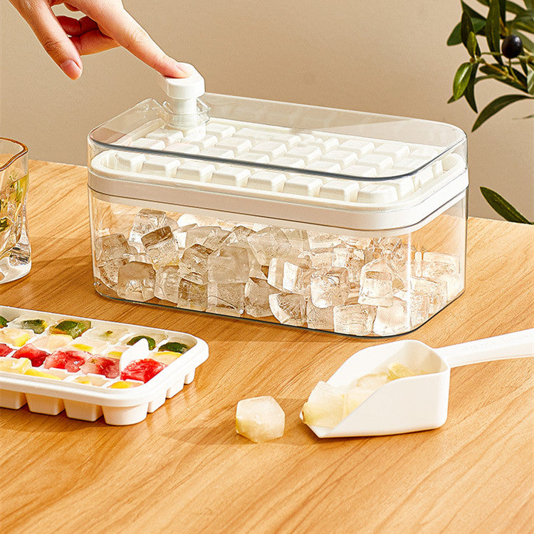 One-Button Ice Cube Maker Tray With Storage Box