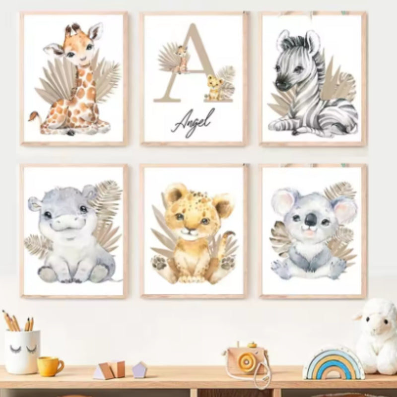 Jungle Animal Children's Room Wall Art Canvas Painting