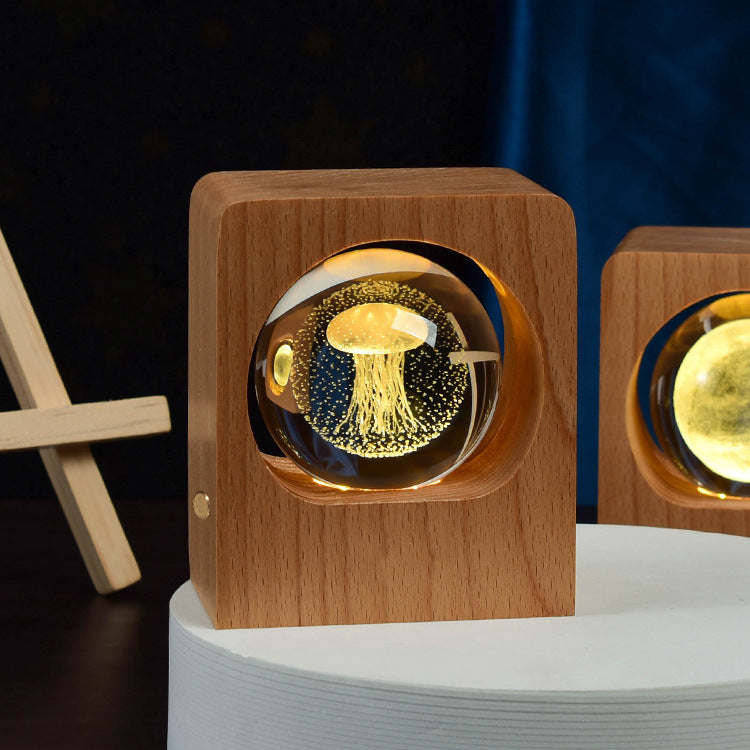 3D Crystal Ball Night Light LED Bedroom Lamp