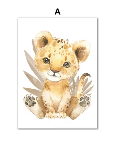 Jungle Animal Children's Room Wall Art Canvas Painting